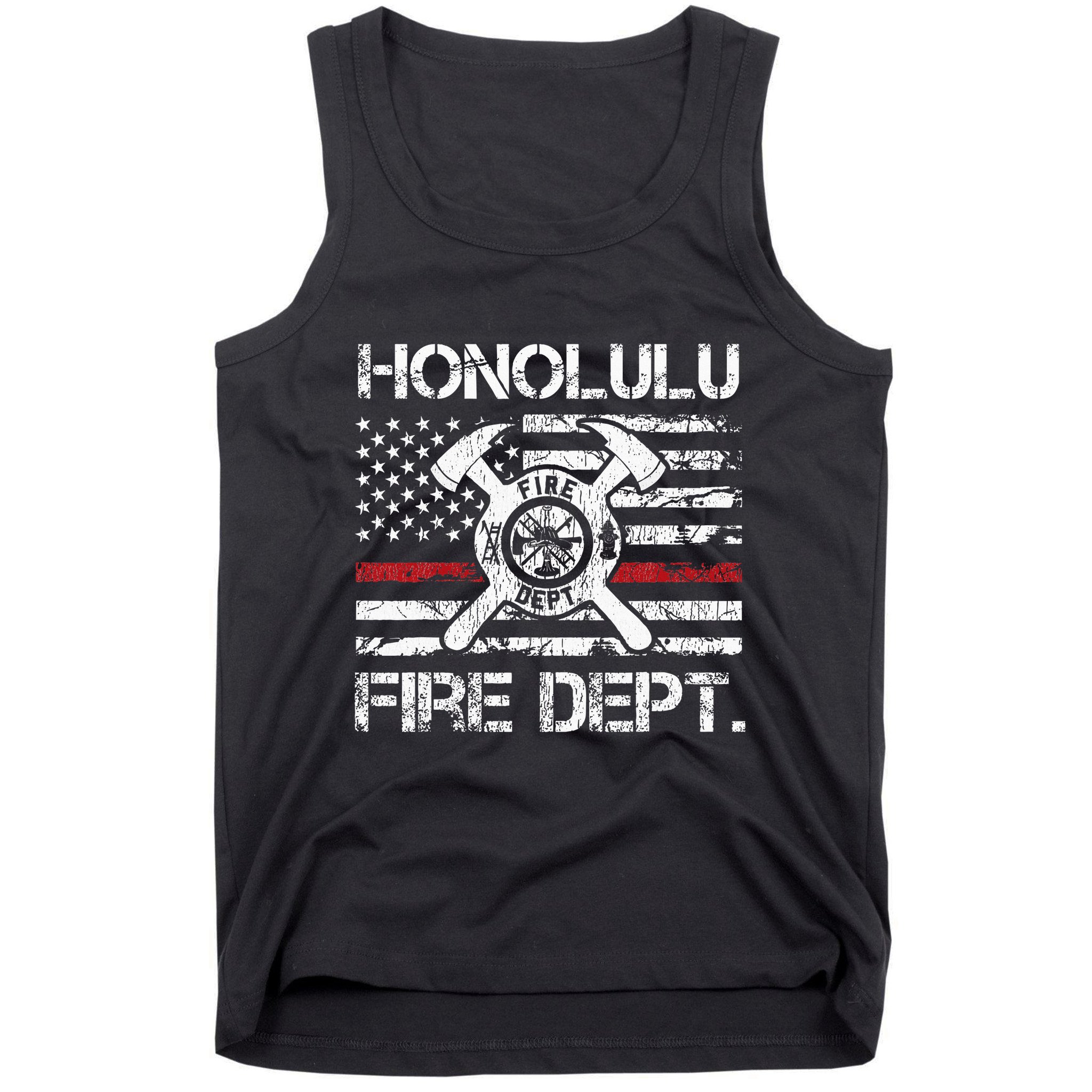 Honolulu Hawaii Fire Department Thin Red Line Fireman Tank Top