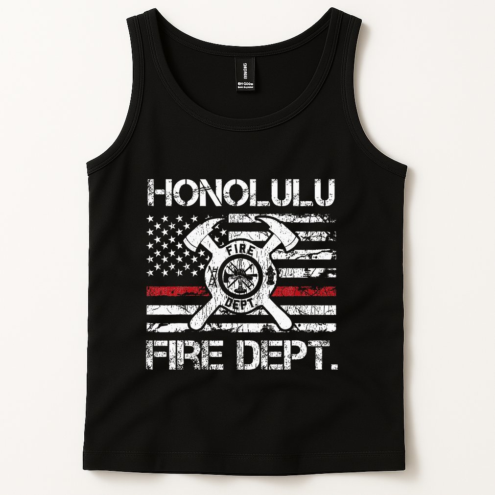Honolulu Hawaii Fire Department Thin Red Line Fireman Tank Top