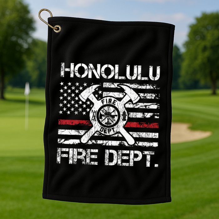 Honolulu Hawaii Fire Department Thin Red Line Fireman Golf Towel