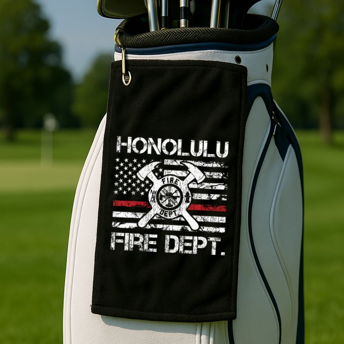 Honolulu Hawaii Fire Department Thin Red Line Fireman Golf Towel