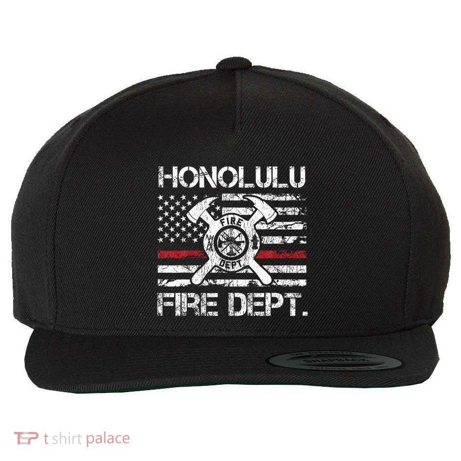 Honolulu Hawaii Fire Department Thin Red Line Fireman Wool Snapback Cap