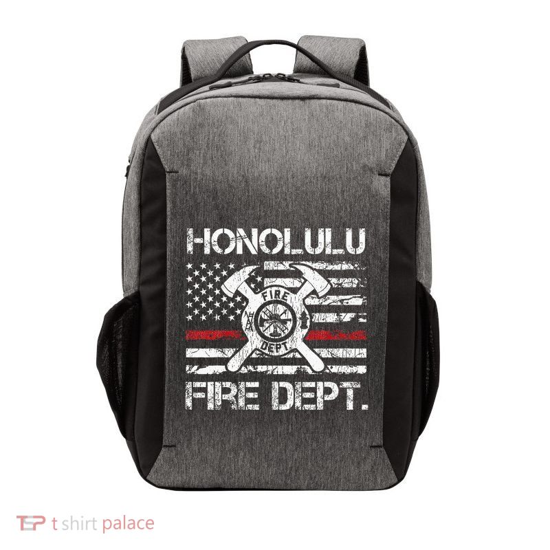 Honolulu Hawaii Fire Department Thin Red Line Fireman Vector Backpack