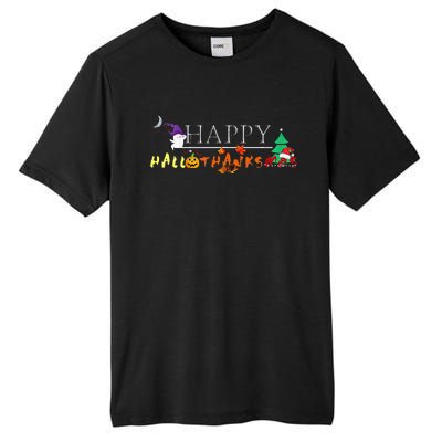 Happy Hallothanksmas Funny Halloween Christmas Thanksgiving Tall Fusion ChromaSoft Performance T-Shirt