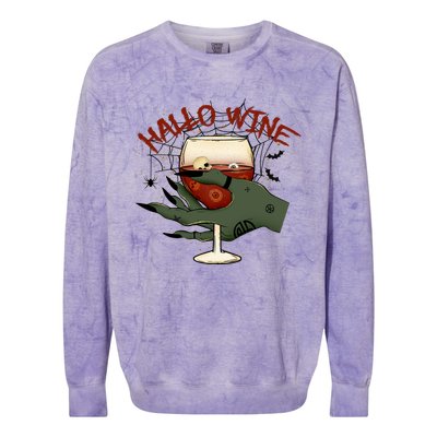 Happy HalloWine! Funny Halloween Cute Drinking Gift Colorblast Crewneck Sweatshirt