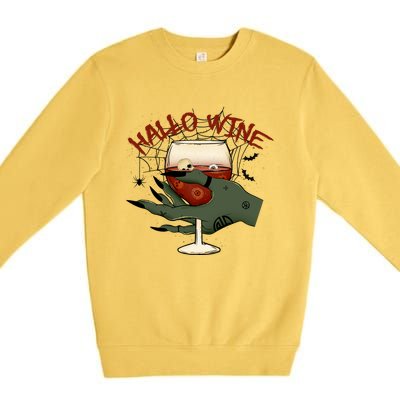 Happy HalloWine! Funny Halloween Cute Drinking Gift Premium Crewneck Sweatshirt