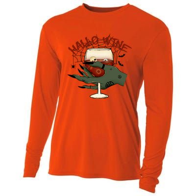 Happy HalloWine! Funny Halloween Cute Drinking Gift Cooling Performance Long Sleeve Crew