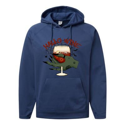 Happy HalloWine! Funny Halloween Cute Drinking Gift Performance Fleece Hoodie