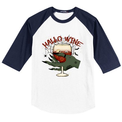 Happy HalloWine! Funny Halloween Cute Drinking Gift Baseball Sleeve Shirt