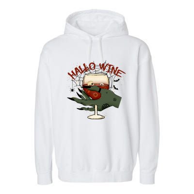 Happy HalloWine! Funny Halloween Cute Drinking Gift Garment-Dyed Fleece Hoodie