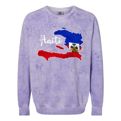 Happy Haitian Flag Day Cool Haiti Flag Map Haitian Pride Colorblast Crewneck Sweatshirt