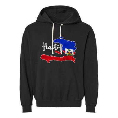 Happy Haitian Flag Day Cool Haiti Flag Map Haitian Pride Garment-Dyed Fleece Hoodie