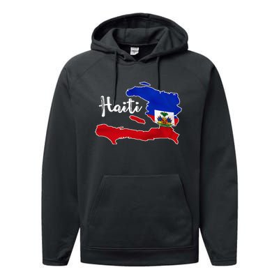 Happy Haitian Flag Day Cool Haiti Flag Map Haitian Pride Performance Fleece Hoodie