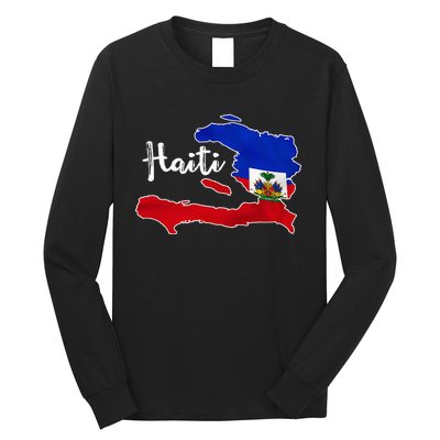 Happy Haitian Flag Day Cool Haiti Flag Map Haitian Pride Long Sleeve Shirt