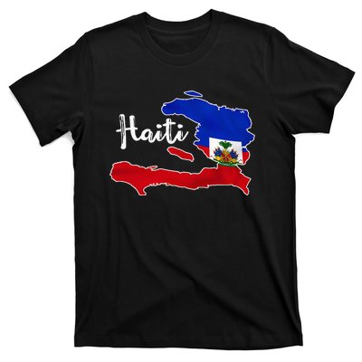 Happy Haitian Flag Day Cool Haiti Flag Map Haitian Pride T-Shirt