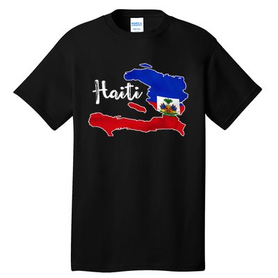 Happy Haitian Flag Day Cool Haiti Flag Map Haitian Pride Tall T-Shirt