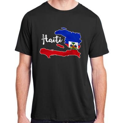 Happy Haitian Flag Day Cool Haiti Flag Map Haitian Pride Adult ChromaSoft Performance T-Shirt