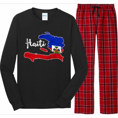 Happy Haitian Flag Day Cool Haiti Flag Map Haitian Pride Long Sleeve Pajama Set