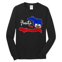 Happy Haitian Flag Day Cool Haiti Flag Map Haitian Pride Tall Long Sleeve T-Shirt