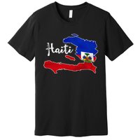 Happy Haitian Flag Day Cool Haiti Flag Map Haitian Pride Premium T-Shirt