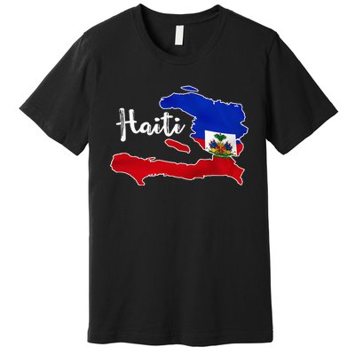 Happy Haitian Flag Day Cool Haiti Flag Map Haitian Pride Premium T-Shirt