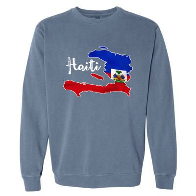 Happy Haitian Flag Day Cool Haiti Flag Map Haitian Pride Garment-Dyed Sweatshirt