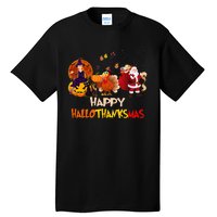 Happy Hallothanksmas Funny Halloween Thanksgiving Christmas Tall T-Shirt