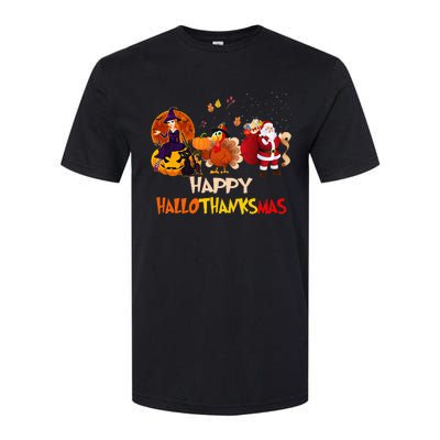 Happy Hallothanksmas Funny Halloween Thanksgiving Christmas Softstyle CVC T-Shirt