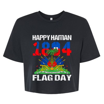 Happy Haitian Flag Day Haiti Flag Pride 1804 Family Bella+Canvas Jersey Crop Tee