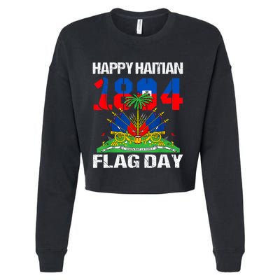 Happy Haitian Flag Day Haiti Flag Pride 1804 Family Cropped Pullover Crew