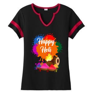 Happy Holi Family Cool Holi Festival Outfit Gift Ladies Halftime Notch Neck Tee