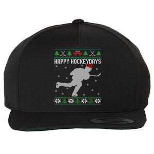 Happy Hockeydays Funny Ice Hockey Fan Player Ugly Christmas Gift Wool Snapback Cap