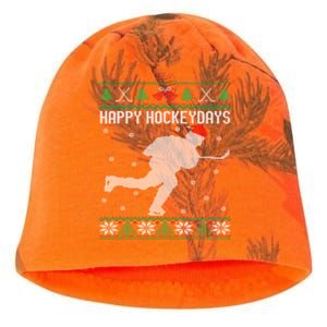 Happy Hockeydays Funny Ice Hockey Fan Player Ugly Christmas Gift Kati - Camo Knit Beanie