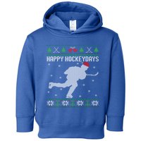 Happy Hockeydays Funny Ice Hockey Fan Player Ugly Christmas Gift Toddler Hoodie