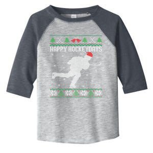 Happy Hockeydays Funny Ice Hockey Fan Player Ugly Christmas Gift Toddler Fine Jersey T-Shirt