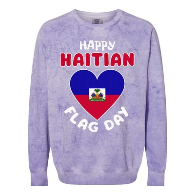 Happy Haitian Flag Day Cool Haiti Flag Heart Colorblast Crewneck Sweatshirt