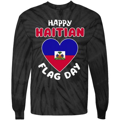 Happy Haitian Flag Day Cool Haiti Flag Heart Tie-Dye Long Sleeve Shirt