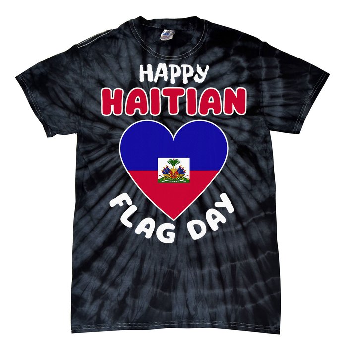 Happy Haitian Flag Day Cool Haiti Flag Heart Tie-Dye T-Shirt