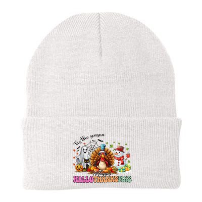Happy Hallothanksmas Funny Halloween Thanksgiving Christmas Beanie