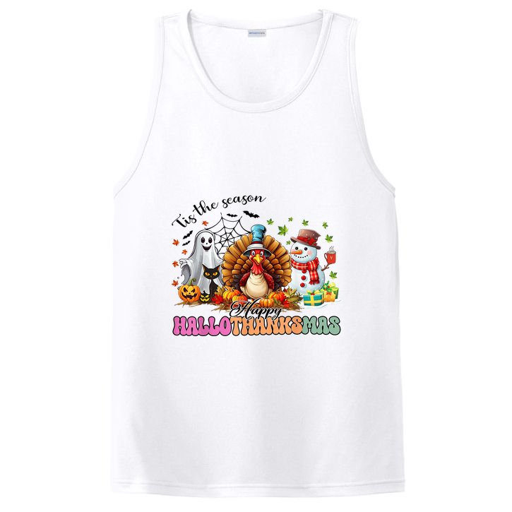 Happy Hallothanksmas Funny Halloween Thanksgiving Christmas PosiCharge Competitor Tank