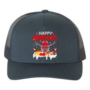 Happy Hockeydays Funny Christmas Hockey Helmet Sport Player Gift Yupoong Adult 5-Panel Trucker Hat