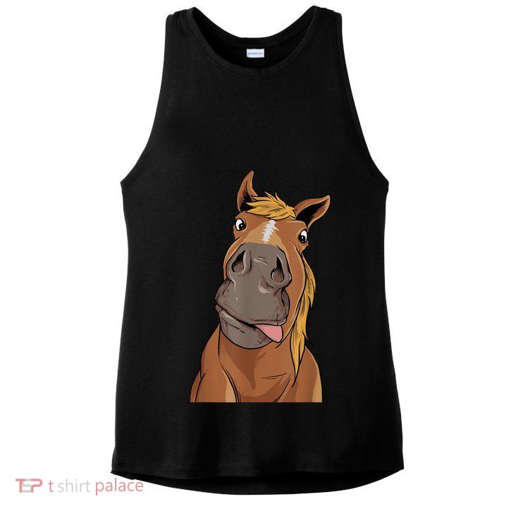 Hilarious Horse Face Horses Horseman Equestrian Riding Ladies PosiCharge Tri-Blend Wicking Tank