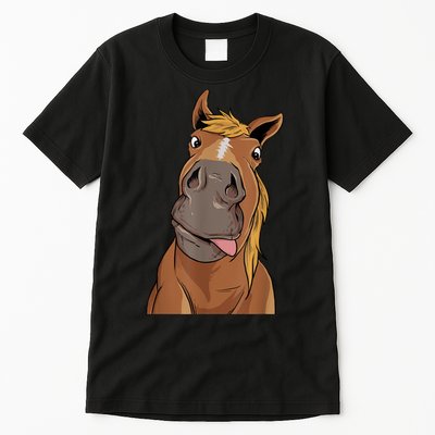Hilarious Horse Face Horses Horseman Equestrian Riding Tall T-Shirt