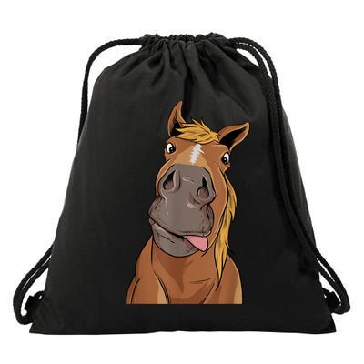 Hilarious Horse Face Horses Horseman Equestrian Riding Drawstring Bag
