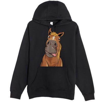 Hilarious Horse Face Horses Horseman Equestrian Riding Premium Pullover Hoodie