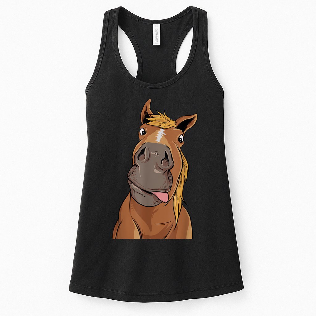 Hilarious Horse Face Horses Horseman Equestrian Riding Womens Tank Top