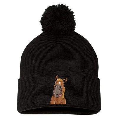 Hilarious Horse Face Horses Horseman Equestrian Riding Pom Pom 12in Knit Beanie