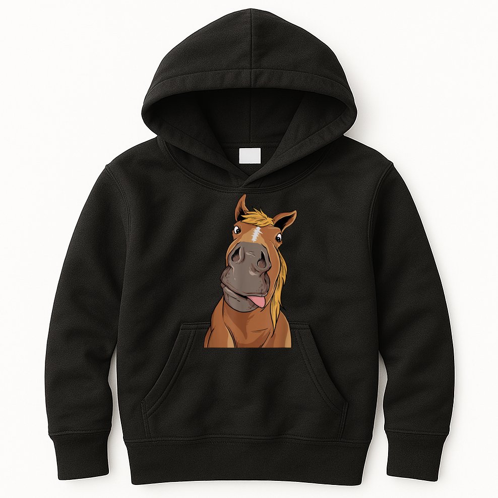 Hilarious Horse Face Horses Horseman Equestrian Riding Kids Hoodie