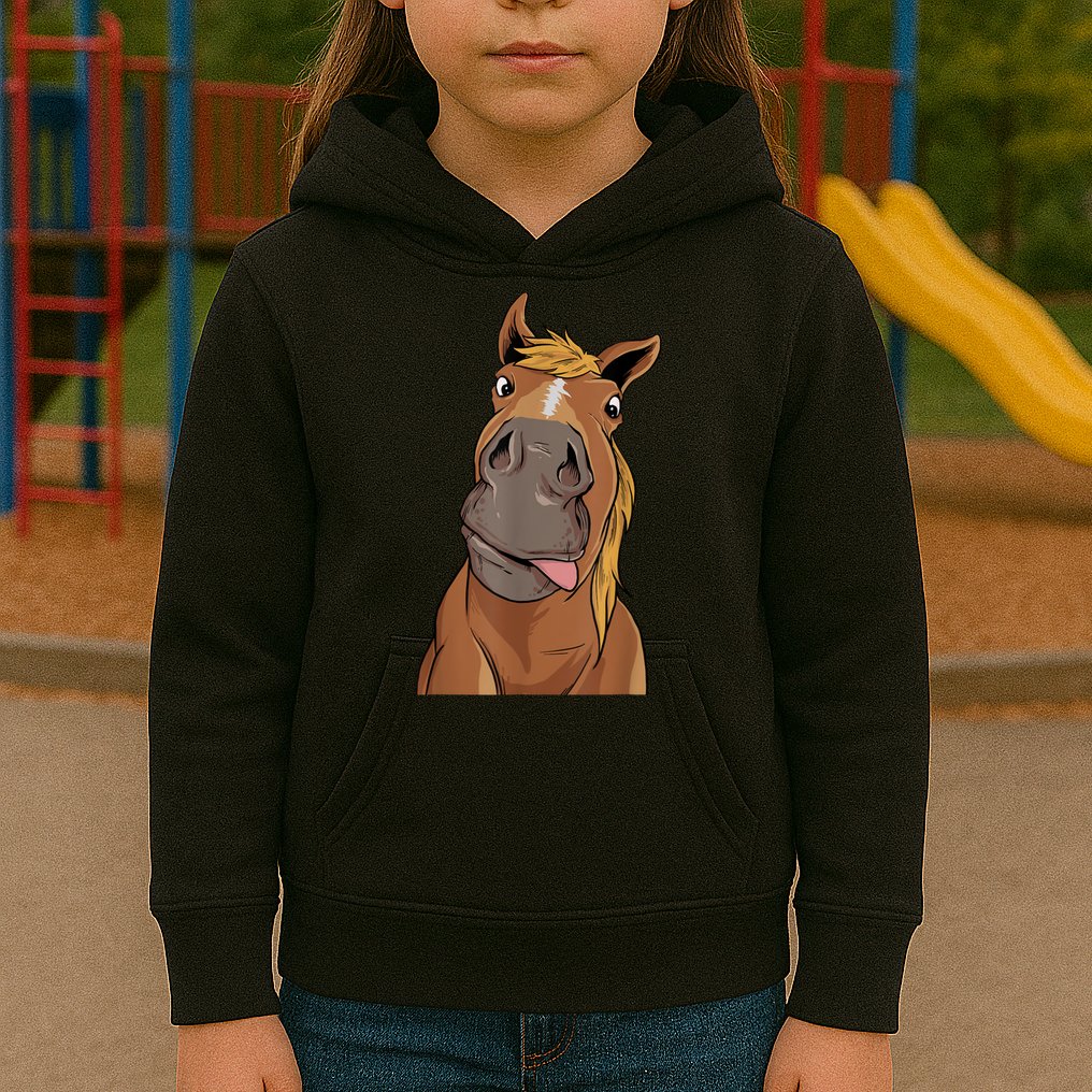 Hilarious Horse Face Horses Horseman Equestrian Riding Kids Hoodie