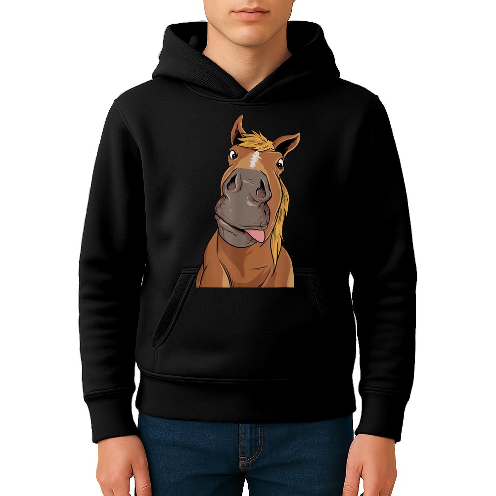 Hilarious Horse Face Horses Horseman Equestrian Riding Kids Hoodie