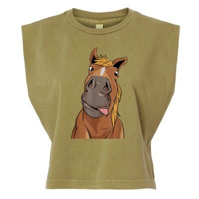 Hilarious Horse Face Horses Horseman Equestrian Riding Garment-Dyed Women's Muscle Tee